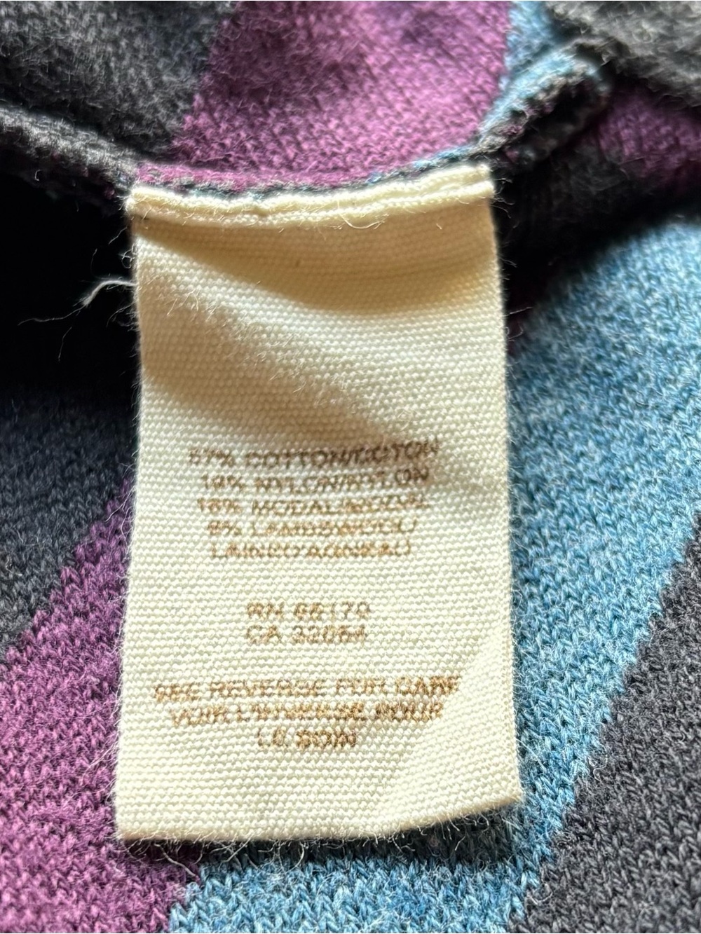 Free People Chevron Patterned Gray and Purple Sweater, Small. - Picture 8 of 9